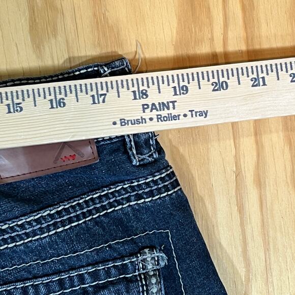 Axe & Crown Boot Fit Denim Jeans Men 38x32 Dark Wash Flap Pocket Contrast Stitch - Picture 13 of 14